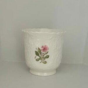 Royal Cauldon Footed 5" in Planter/Vase Cachepot Floral Woodstock Rose Flower